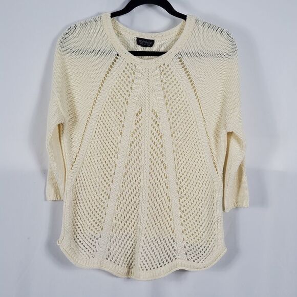 Topshop Drop-Sleeves Open Knitted Sweater in Ivory - Size 6 - Picture 1 of 6